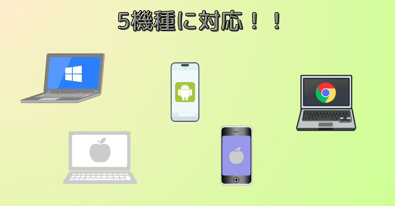 WindowsPC、MacPC、Android、iPhone、Chromebookの画像